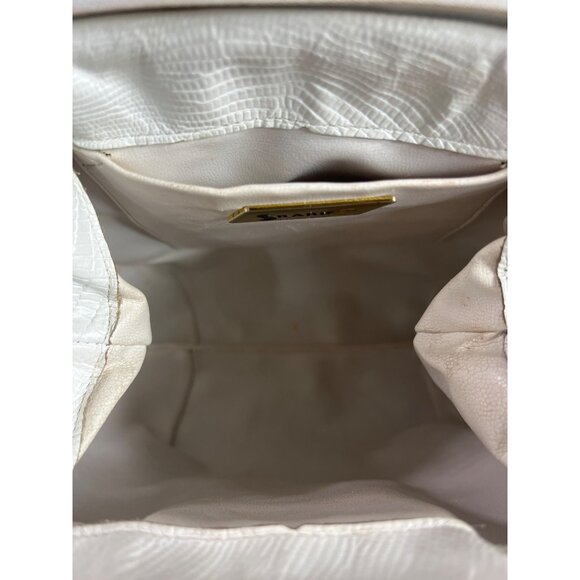Vintage Sharif Women's White Crock Skin Leather Crossbody Bag Sz S - Picture 9 of 12